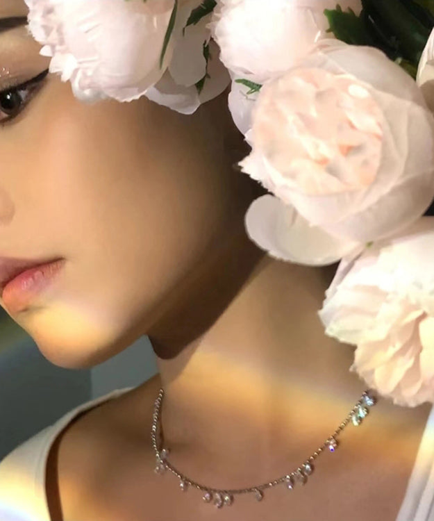 Collar de borlas de circonitas en plata de ley y oro DIY