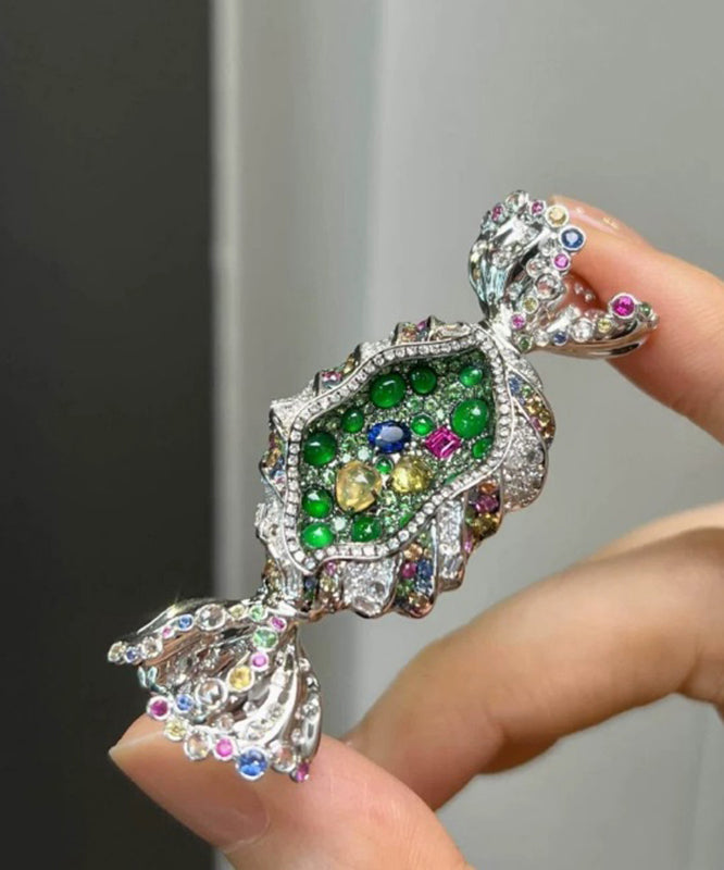 DIY Green Alloy Zircon Candy Brooches