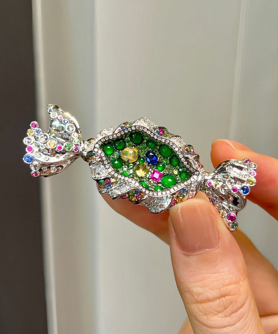 DIY Green Alloy Zircon Candy Brooches