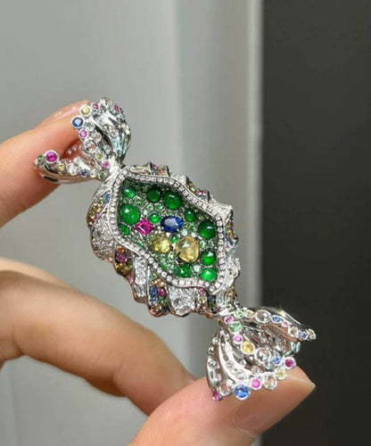 DIY Green Alloy Zircon Candy Brooches