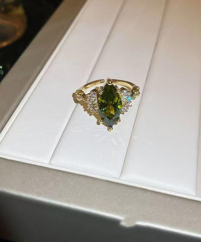 DIY-offene Ringe aus grüner Kupferlegierung mit Zirkonia