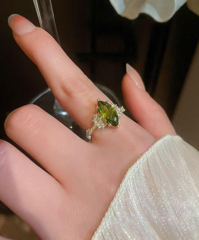 DIY-offene Ringe aus grüner Kupferlegierung mit Zirkonia