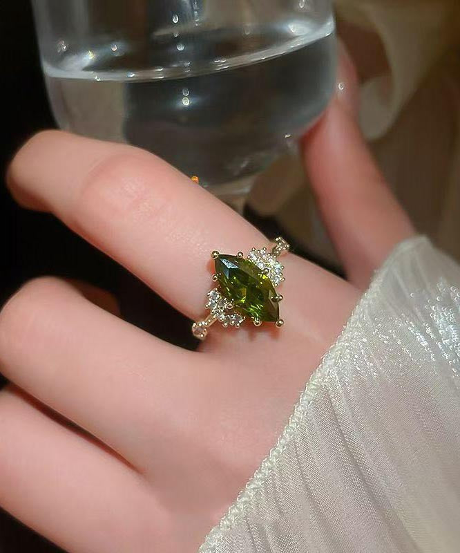 DIY-offene Ringe aus grüner Kupferlegierung mit Zirkonia