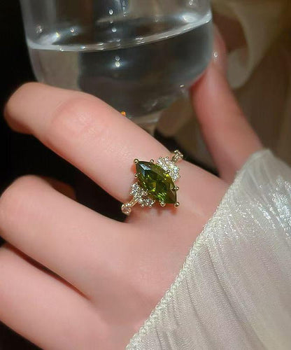 DIY-offene Ringe aus grüner Kupferlegierung mit Zirkonia