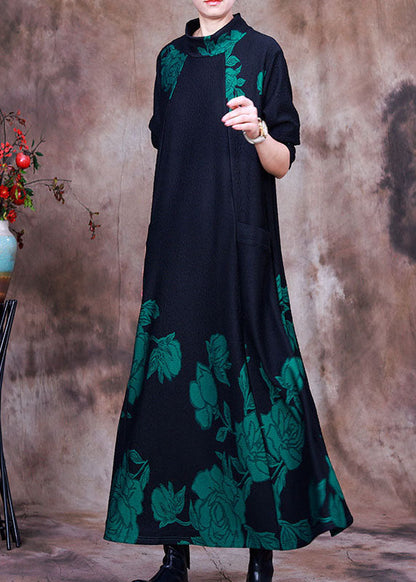 DIY Grün Print Urlaub Slim Fit Kleid Frühling