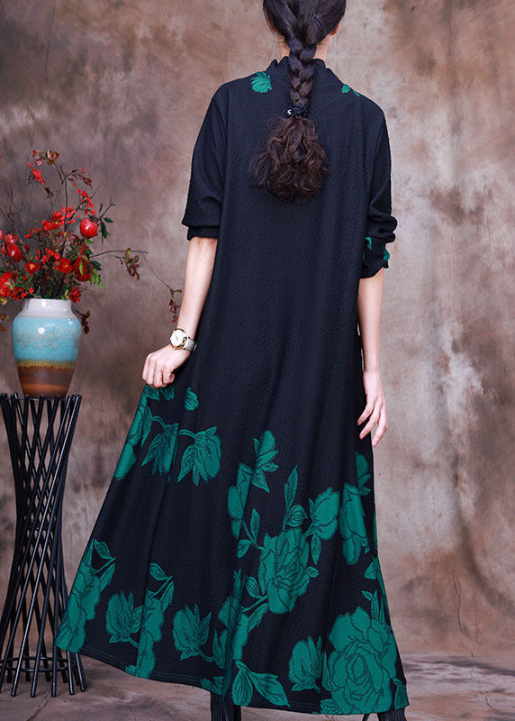 DIY Grün Print Urlaub Slim Fit Kleid Frühling