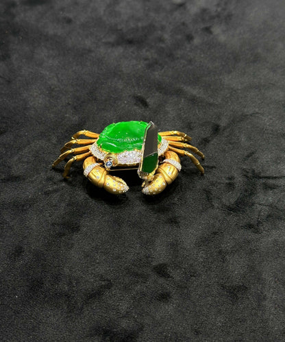 DIY Green Sterling Silver Overgild Zircon Crab Brooches