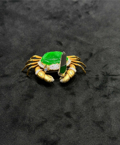 DIY Green Sterling Silver Overgild Zircon Crab Brooches