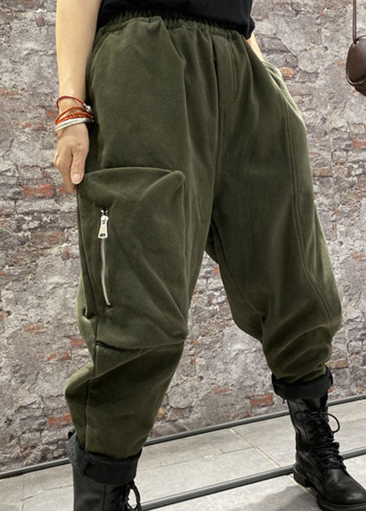 DIY Grüne Mode Patchwork Kaschmirhose Winter