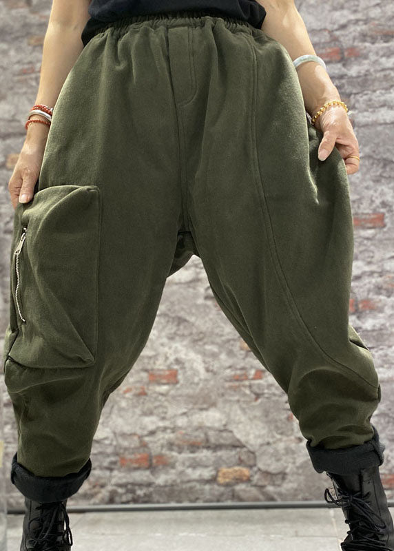 DIY Grüne Mode Patchwork Kaschmirhose Winter