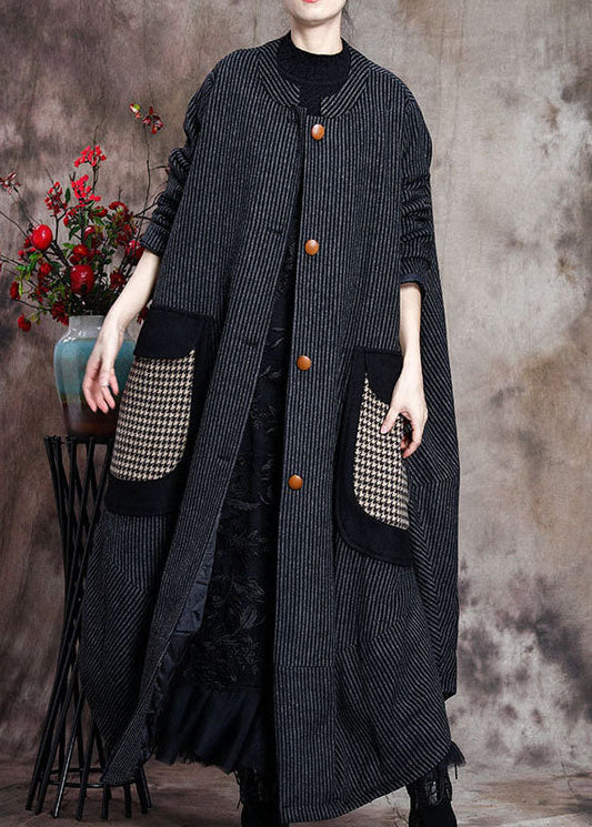 DIY Graue asymmetrische gestreifte Wollmäntel Winter