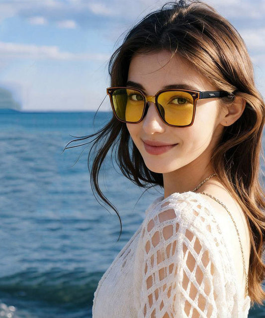 DIY Grey Resin Patchwork Ultraviolet-Proof Sunglasses