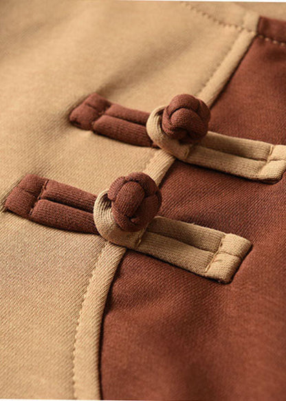 DIY Khaki O-Ausschnitt Patchwork Baumwolle Sweatshirts Top Frühling