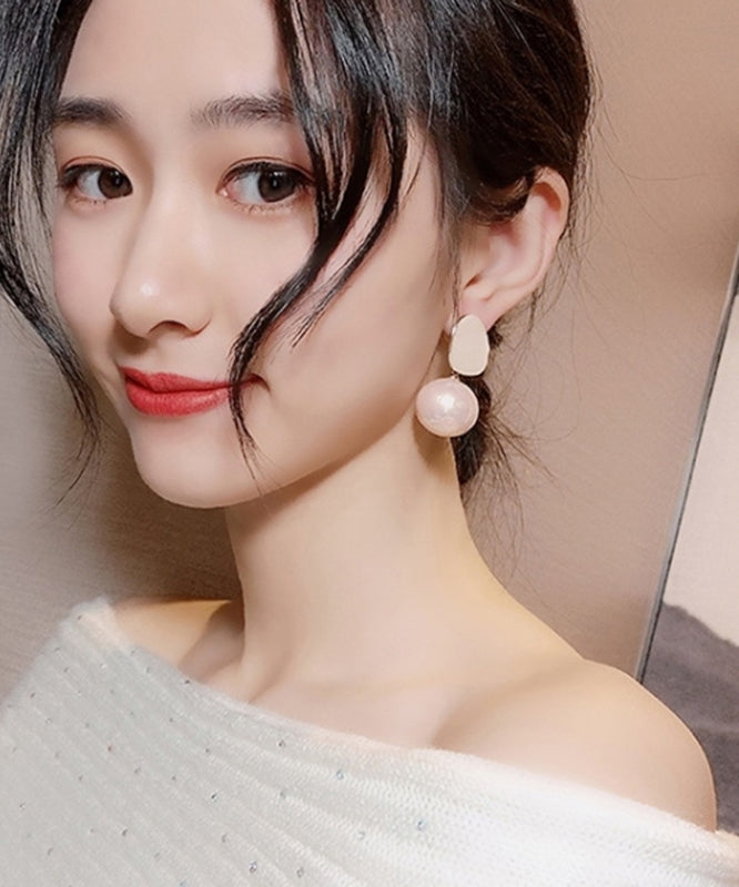 Pendientes colgantes de perlas de aleación de plata esterlina rosa claro hechos a mano