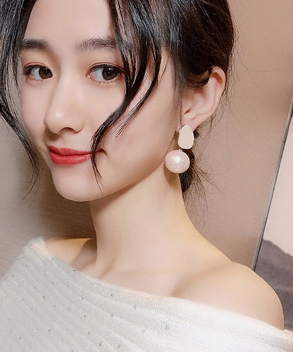 Pendientes colgantes de perlas de aleación de plata esterlina rosa claro hechos a mano