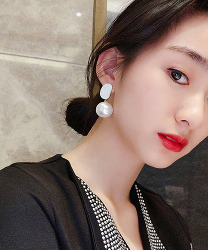 Pendientes colgantes de perlas de aleación de plata esterlina rosa claro hechos a mano