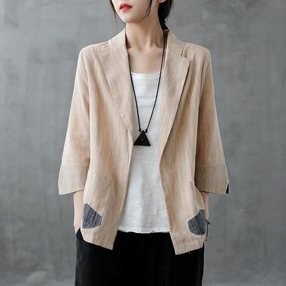 DIY Notched pockets clothes For Women Outfits khaki coats - SooLinen