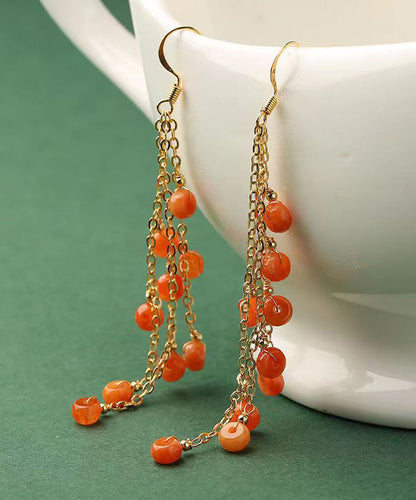 DIY Orange Jade Quaste 14K Tropfen Ohrringe