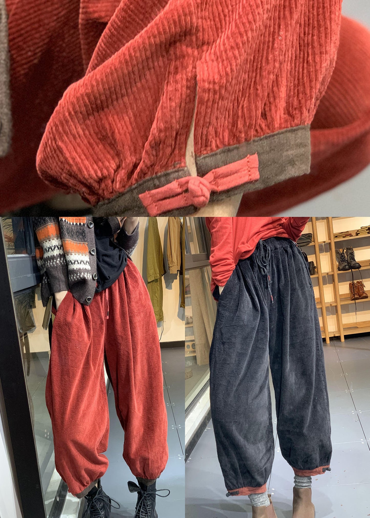 DIY Orange Retro Cordhose mit Bindegürtel