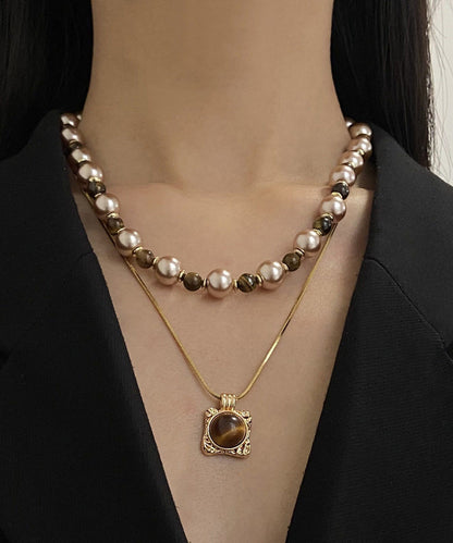 DIY Picture 1 Alloy Tiger's Eye Beading Gratuated Bead Necklace