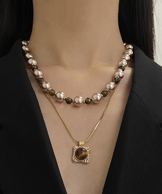 DIY Picture 1 Alloy Tiger's Eye Beading Gratuated Bead Necklace