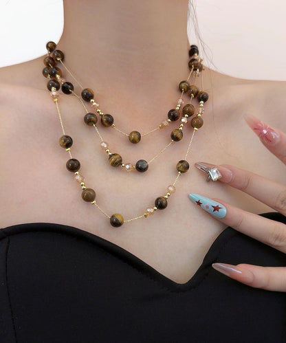 DIY Picture 1 Alloy Tiger's Eye Beading Gratuated Bead Necklace