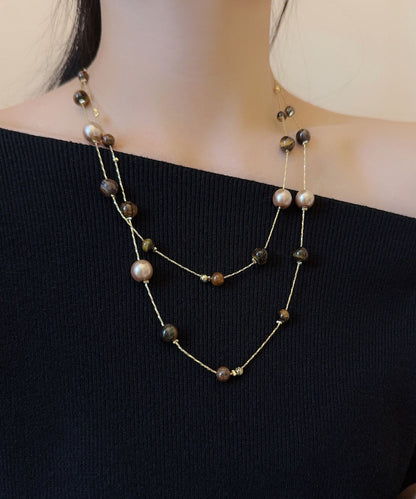 DIY Picture 1 Alloy Tiger's Eye Beading Gratuated Bead Necklace