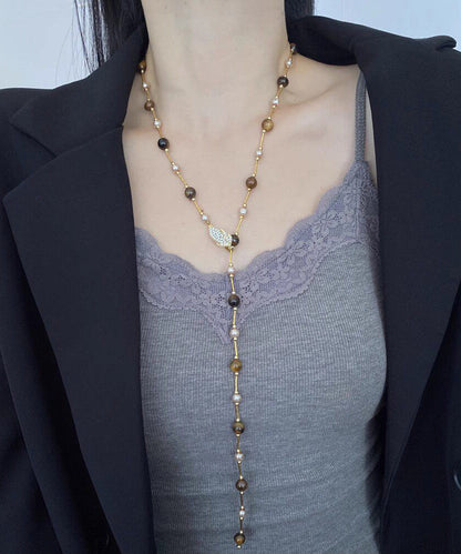 DIY Picture 1 Alloy Tiger's Eye Beading Gratuated Bead Necklace