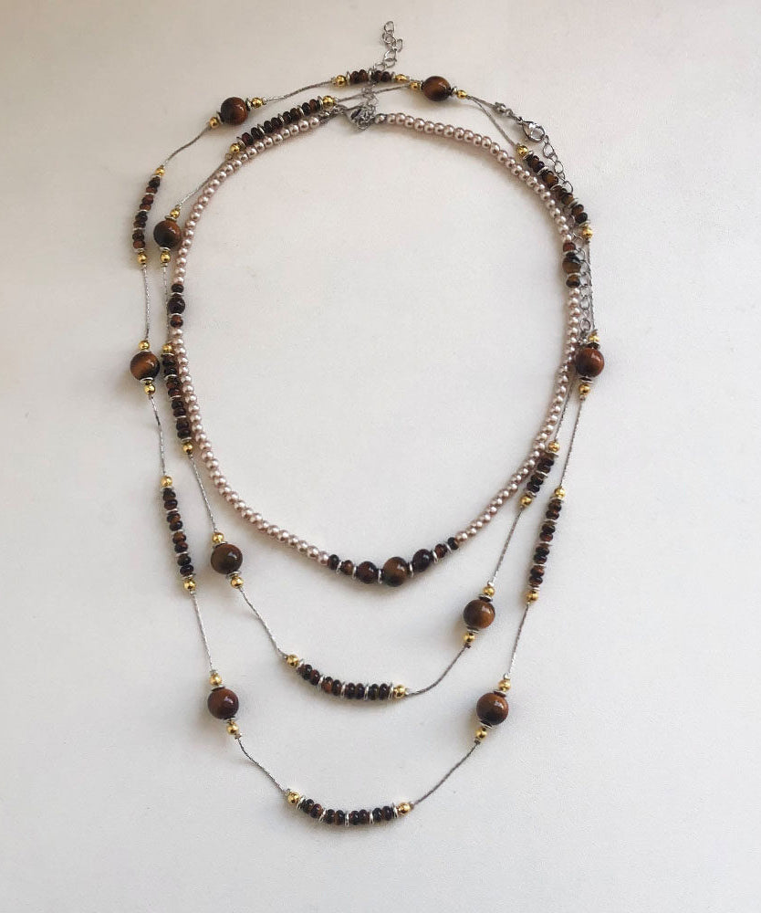 DIY Picture 1 Alloy Tiger's Eye Beading Gratuated Bead Necklace