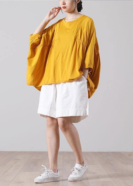 DIY Pink Cinched Cotton Shirt Top Summer Short Sleeve - SooLinen