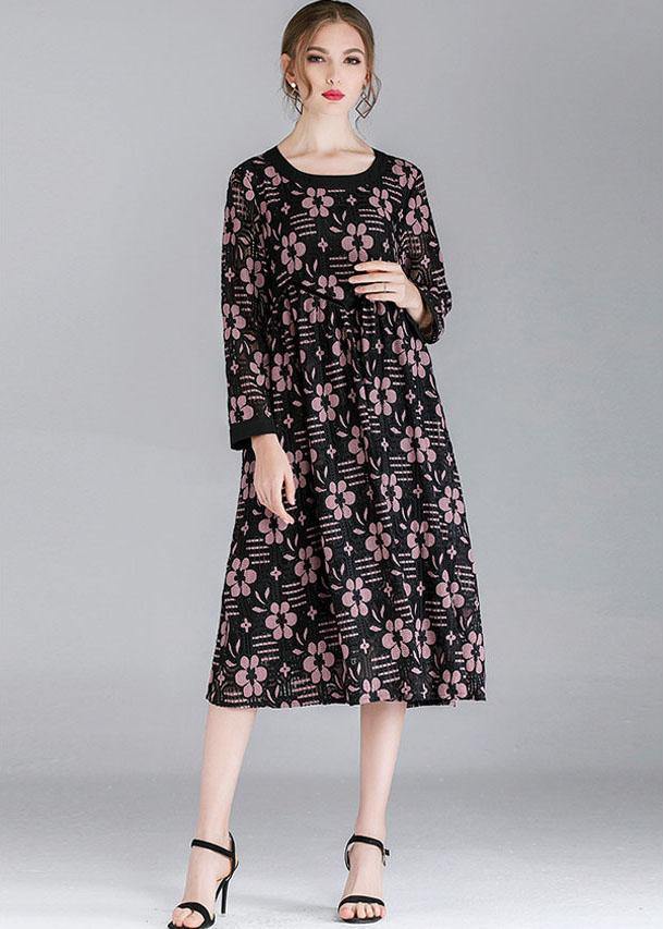 DIY Pink Fashion Lace Spring Sundress Long Sleeve - SooLinen