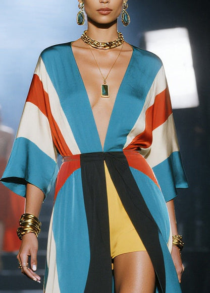 DIY Print Side Open Exra Large Hem Silk Party Dresses Summer