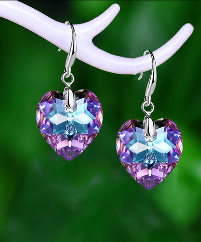 Pendientes colgantes de cristal morado Love DIY