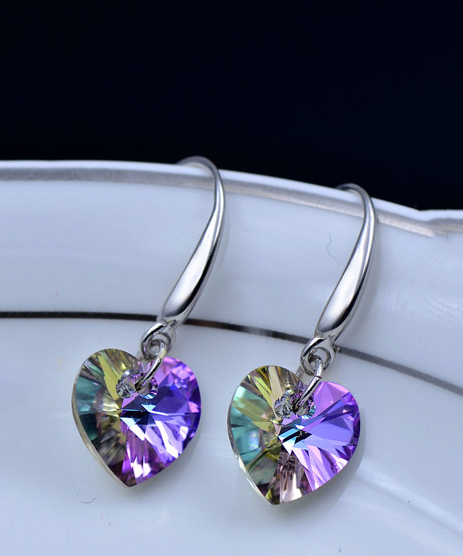 Pendientes colgantes de cristal morado Love DIY
