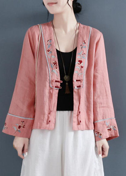 DIY Lila V-Ausschnitt Bestickte Patchwork Shirts Langarm