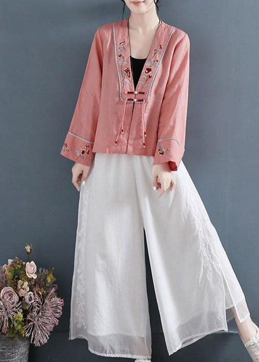 DIY Lila V-Ausschnitt Bestickte Patchwork Shirts Langarm