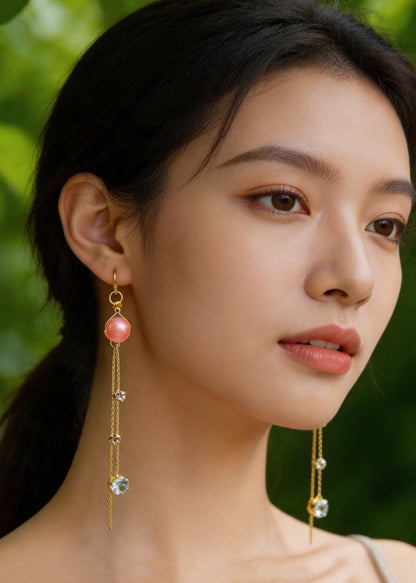 DIY Red Crystal Fringe Trim Rhinestone Drop Earrings