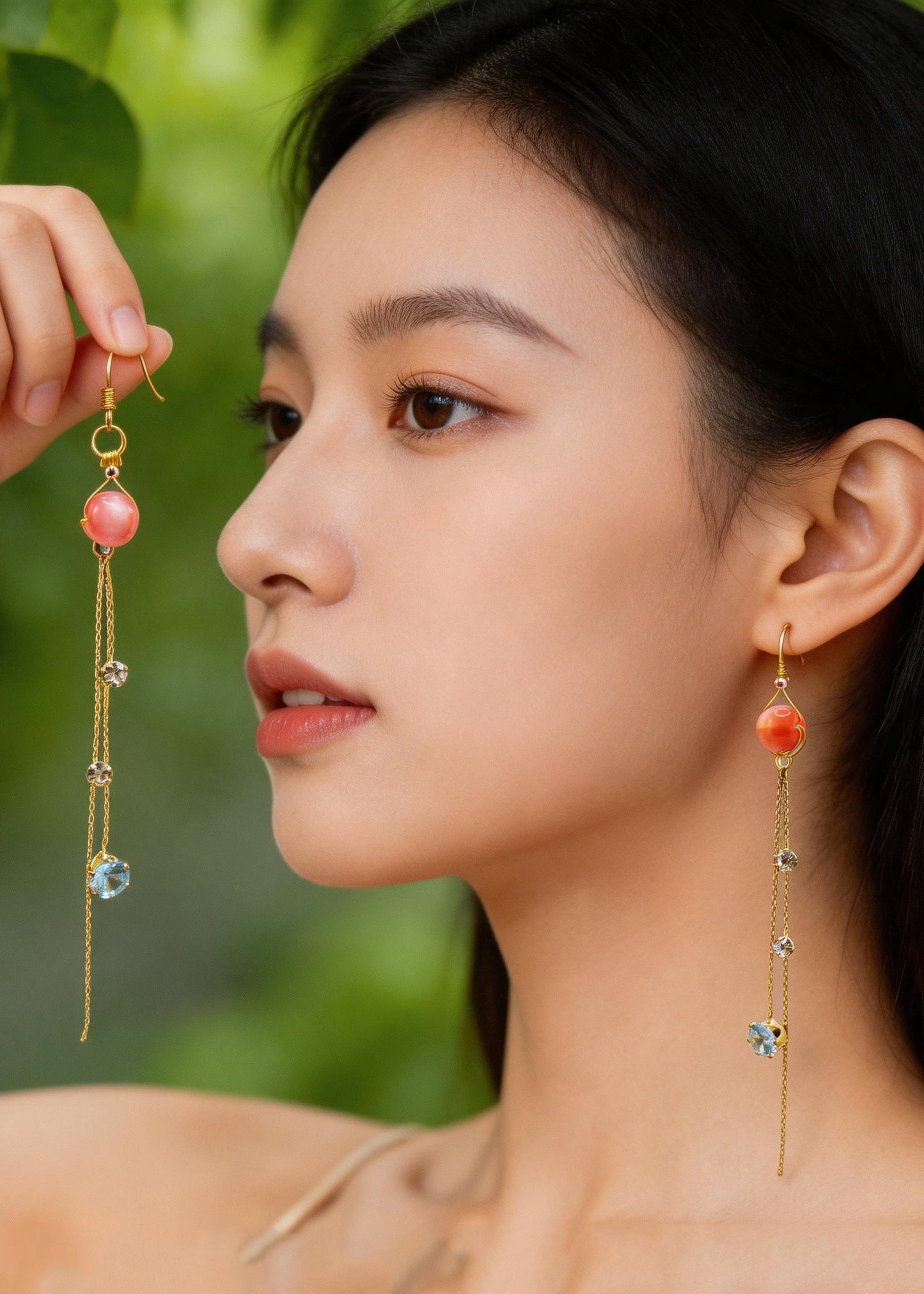 DIY Red Crystal Fringe Trim Rhinestone Drop Earrings