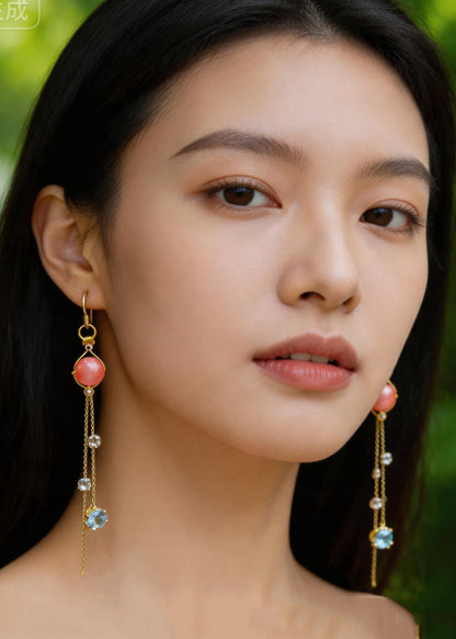 DIY Red Crystal Fringe Trim Rhinestone Drop Earrings