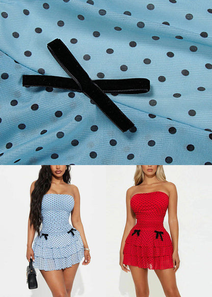 DIY Red Dot Print Mid Dress Sleeveless
