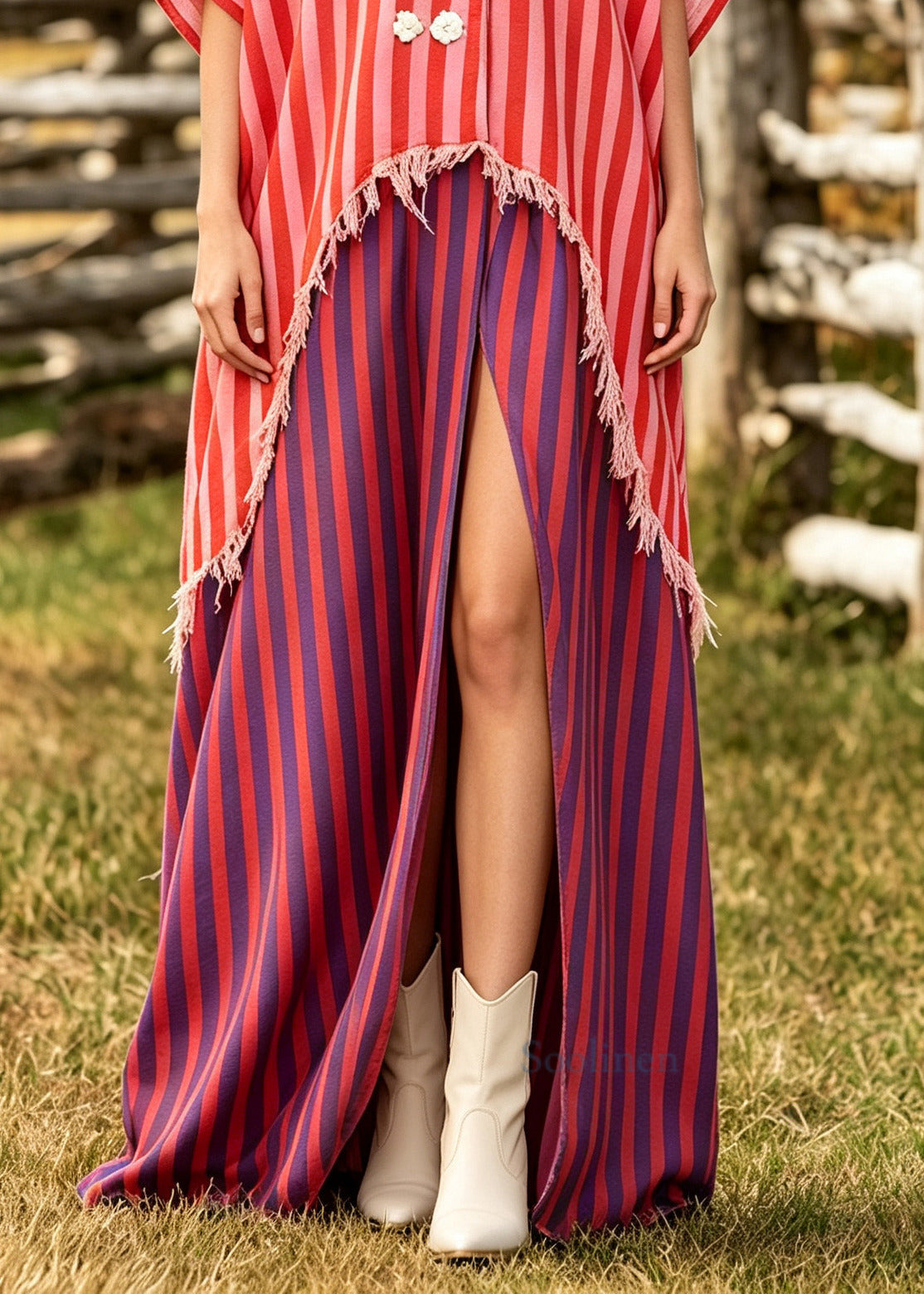 DIY Red Oversized Patchwork Cotton Maxi Dresses Summer