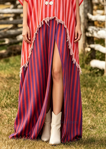 DIY Red Oversized Patchwork Cotton Maxi Dresses Summer