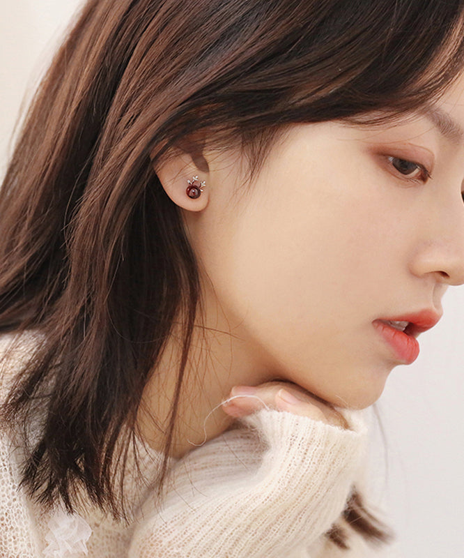 Pendientes DIY de asta de granate rojo en plata de ley