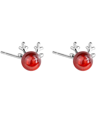 Pendientes DIY de asta de granate rojo en plata de ley