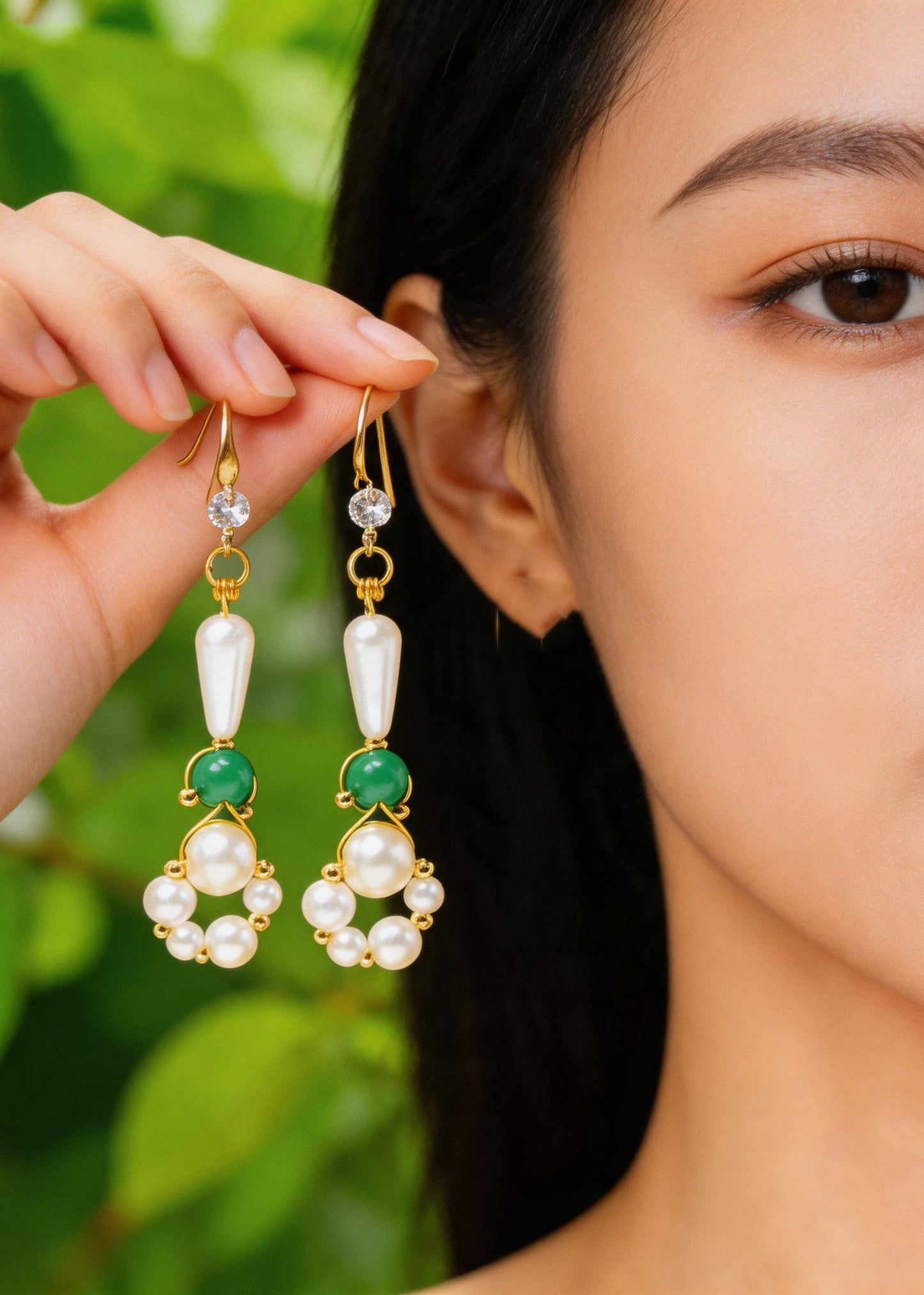 DIY Ring-shaped Pearl Original Design Drop Earrings