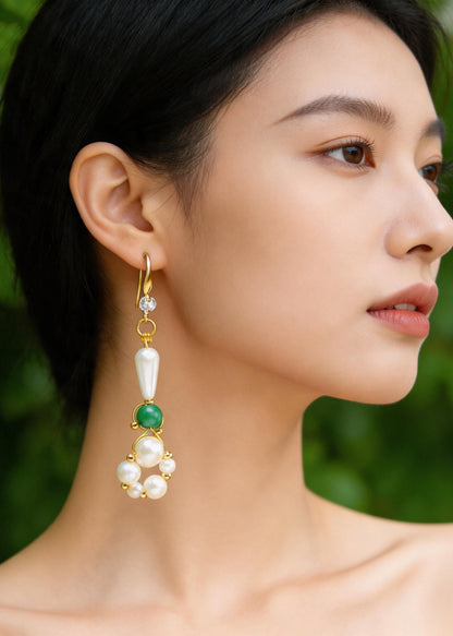 DIY Ring-shaped Pearl Original Design Drop Earrings