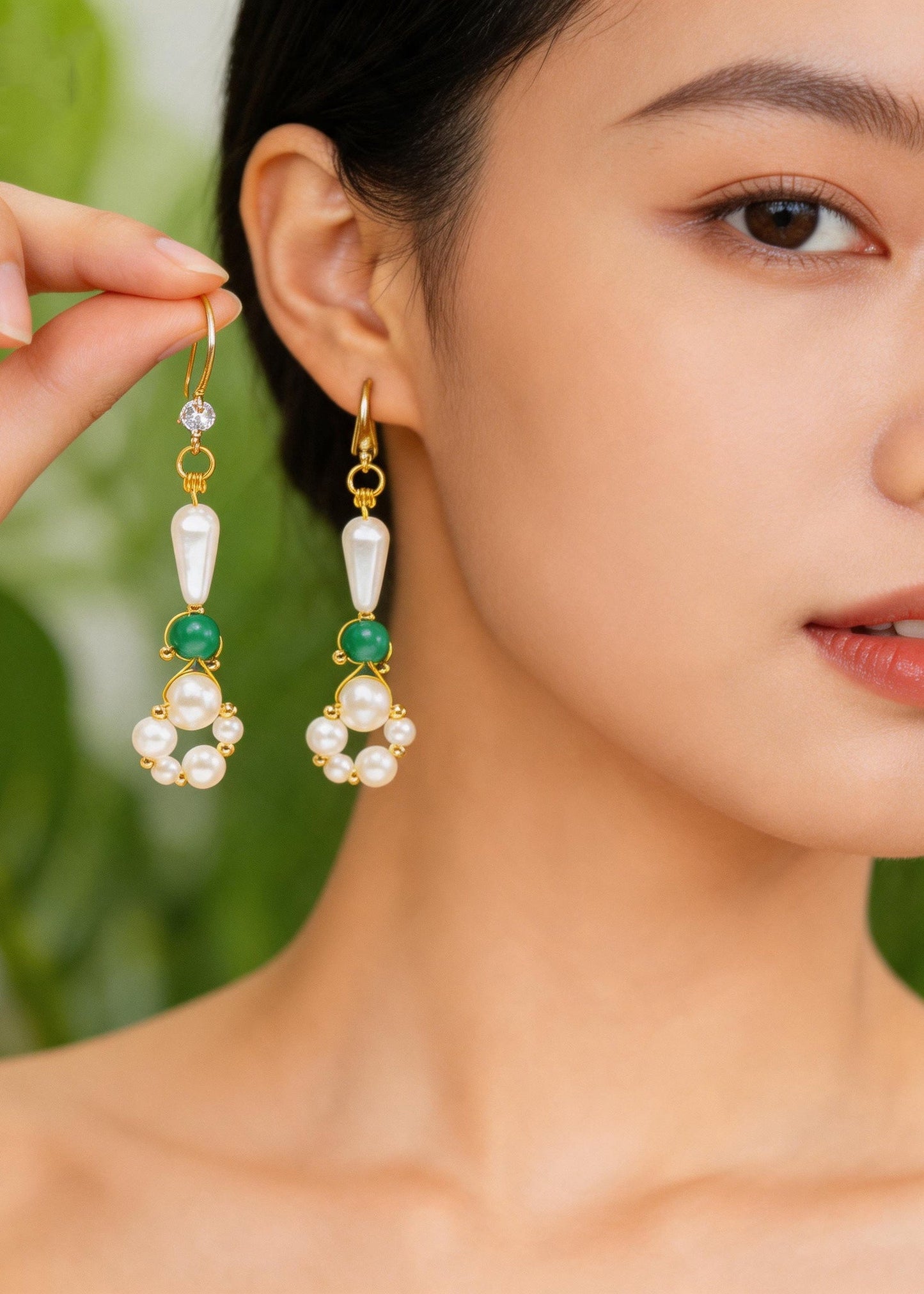 DIY Ring-shaped Pearl Original Design Drop Earrings
