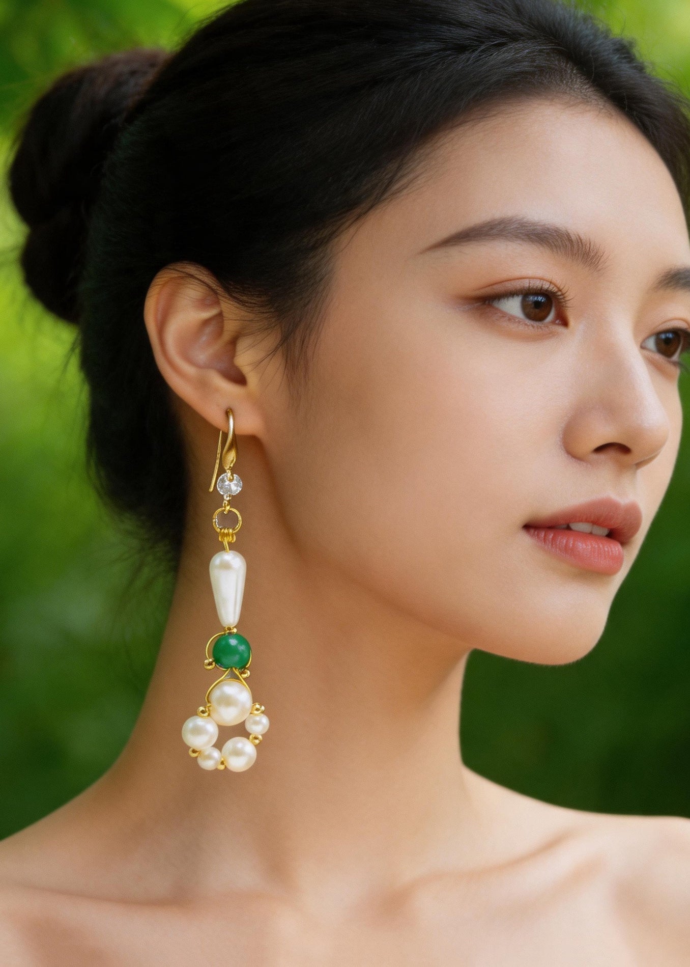 DIY Ring-shaped Pearl Original Design Drop Earrings