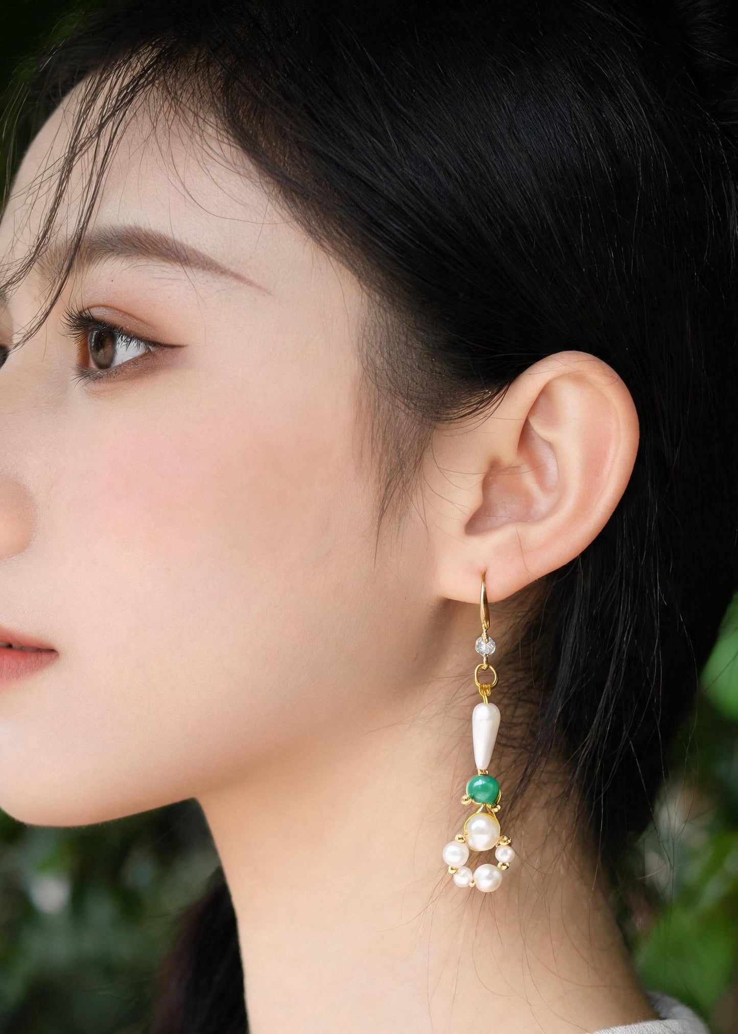 DIY Ring-shaped Pearl Original Design Drop Earrings