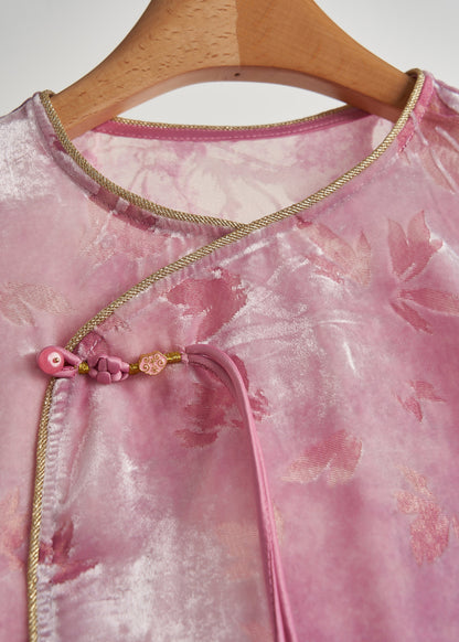 Camisas de terciopelo de seda jacquard con borlas de rosas DIY para primavera